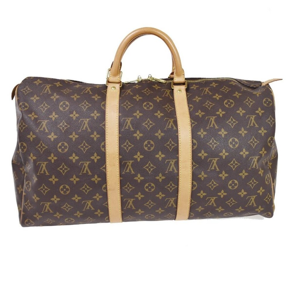LOUIS VUITTON Keepall 50 Travel Hand Bag Monogram Leather Brown